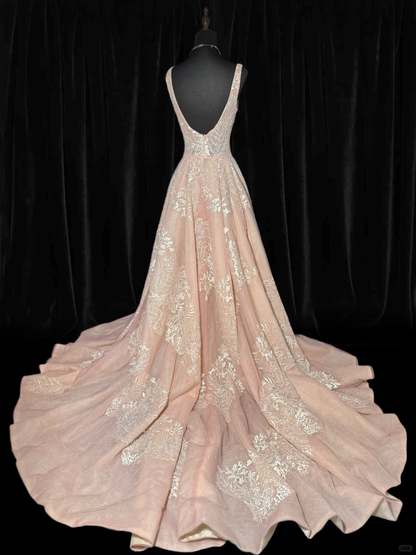 Vintage A Line Straps Exquisite Beaded Embroidery Tulle Prom Dress Evening Dress SH5602