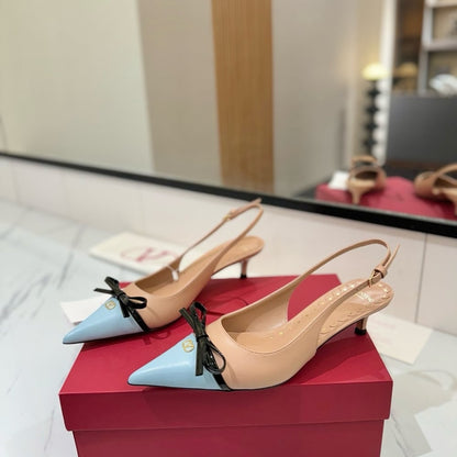 VALENTINO BEPOINTY SLINGBACK PUMPS BEIGE AND BLUE 6W2S0LL3YEA CVK
