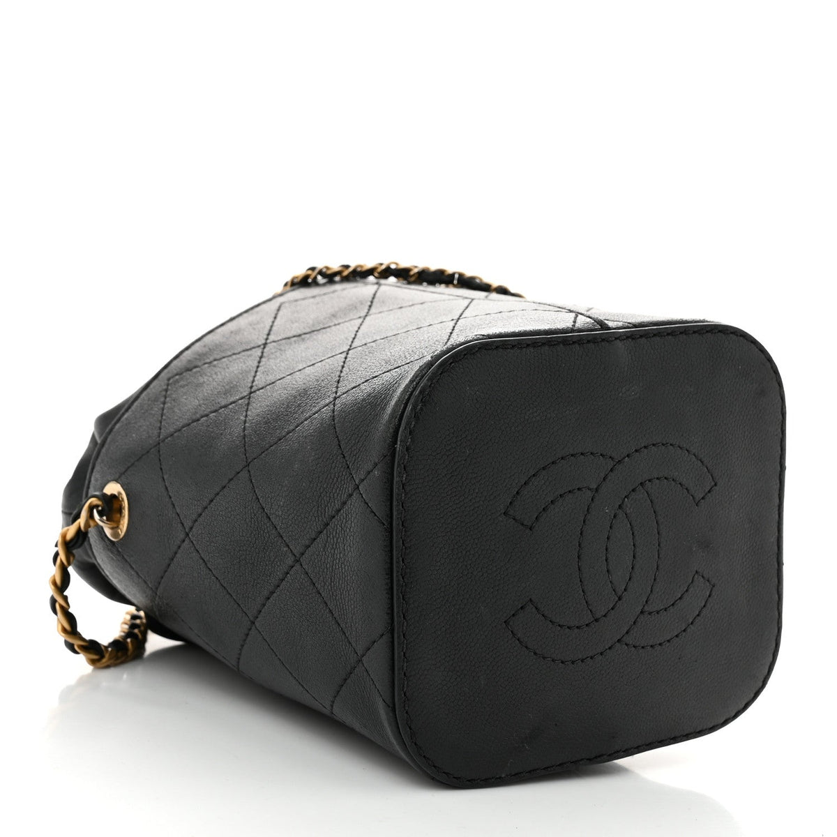 Caviar Lambskin Bucket Drawstring Bag Black