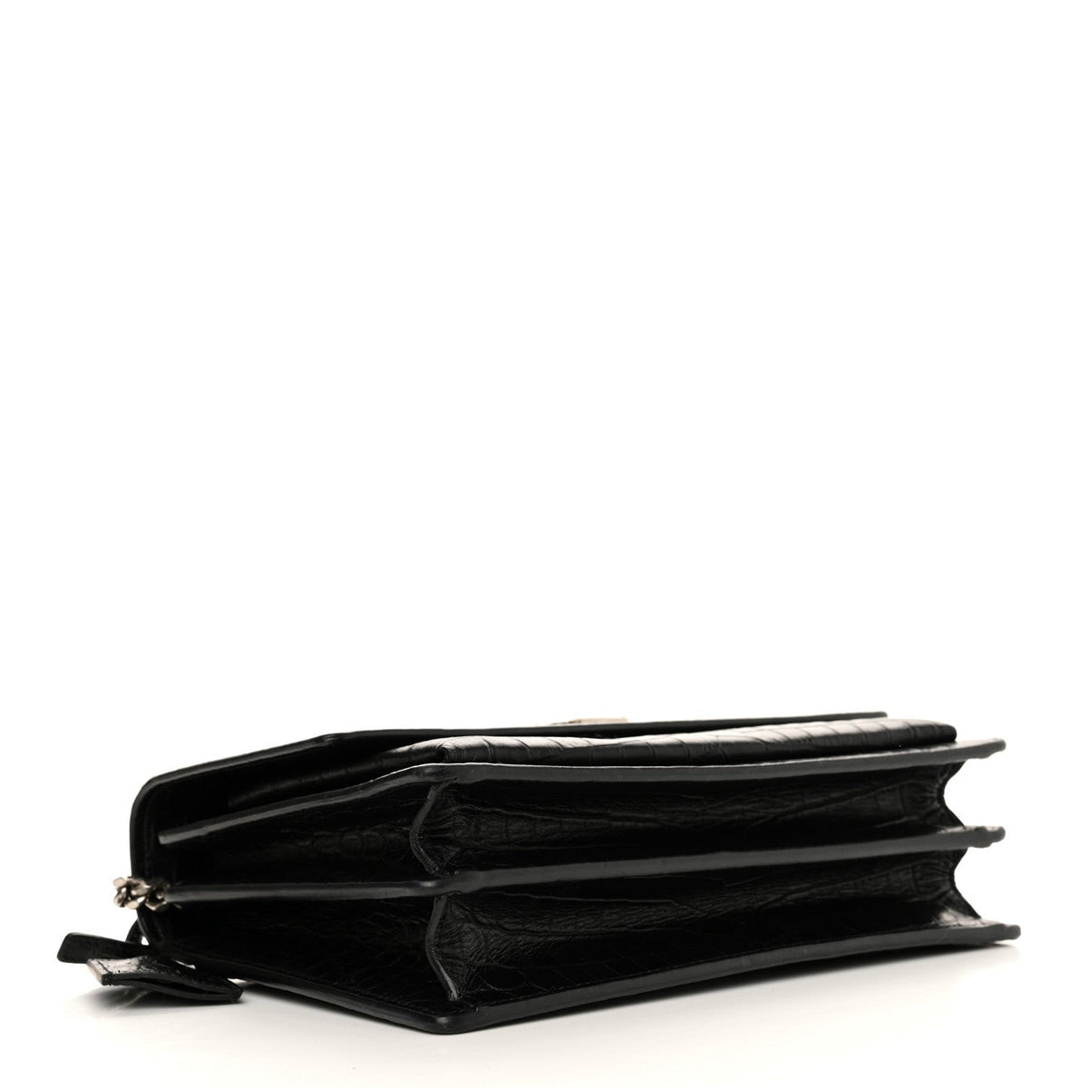 Calfskin Crocodile Embossed Medium Monogram Sunset Black