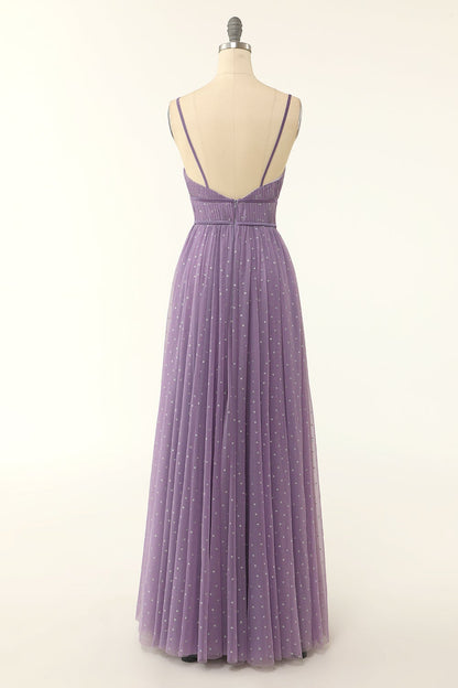A Line Long Bridesmaid Dress with Ruffles M5692