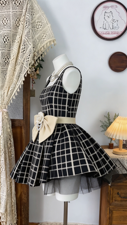 Beauty Homecoming Dress Square Bowknot Back to School Outfits Party Dress  D6529