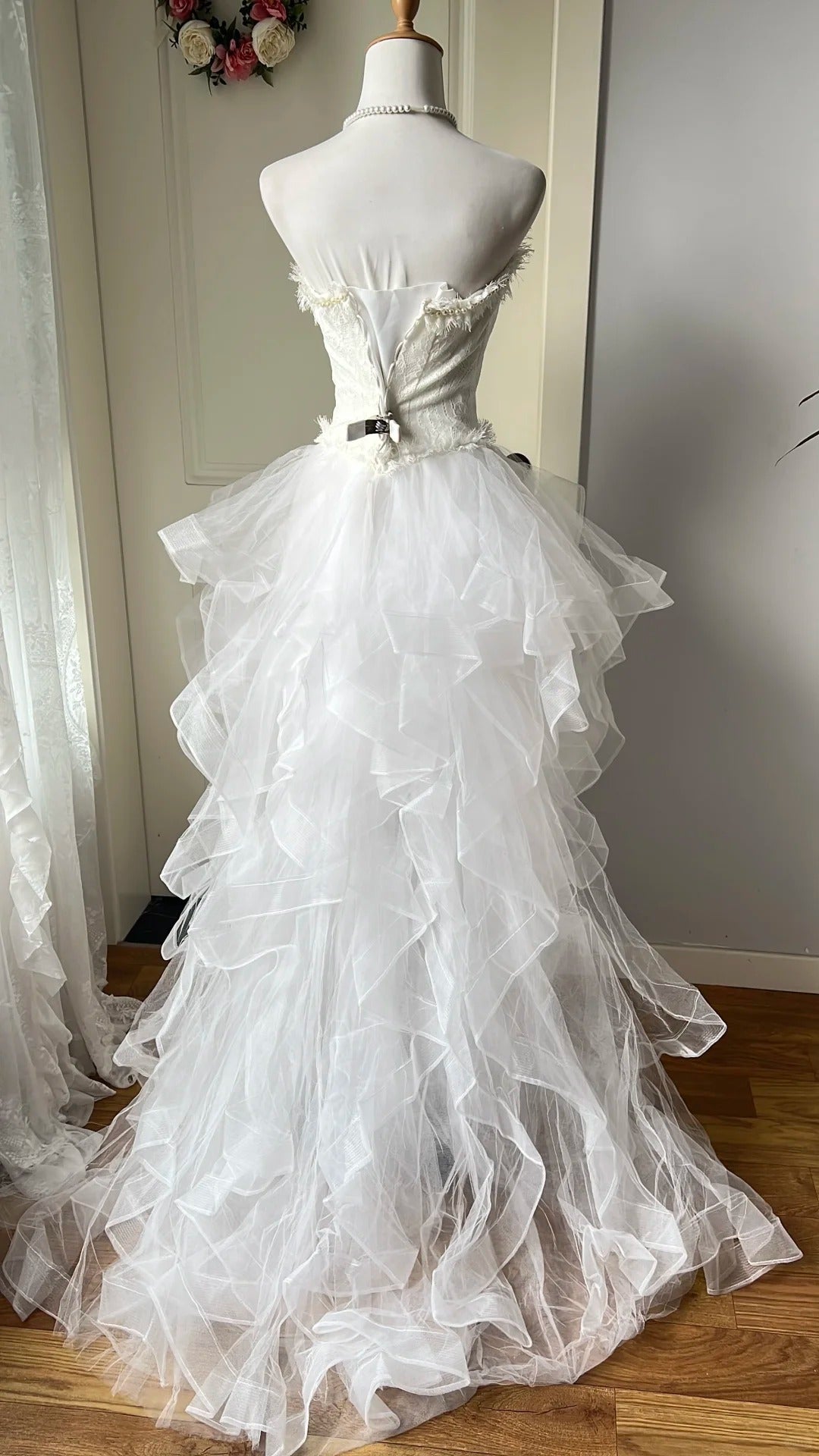 Charming Homecoming Dress Sweetheart Pearl Tulle Hi-Lo Back to School Outfits Party Dress  D6453