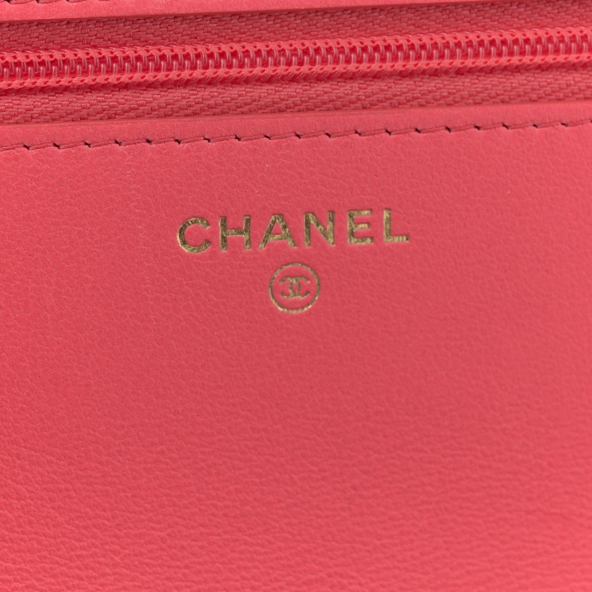 Lambskin Quilted Sweet Camellia Wallet On Chain WOC Coral