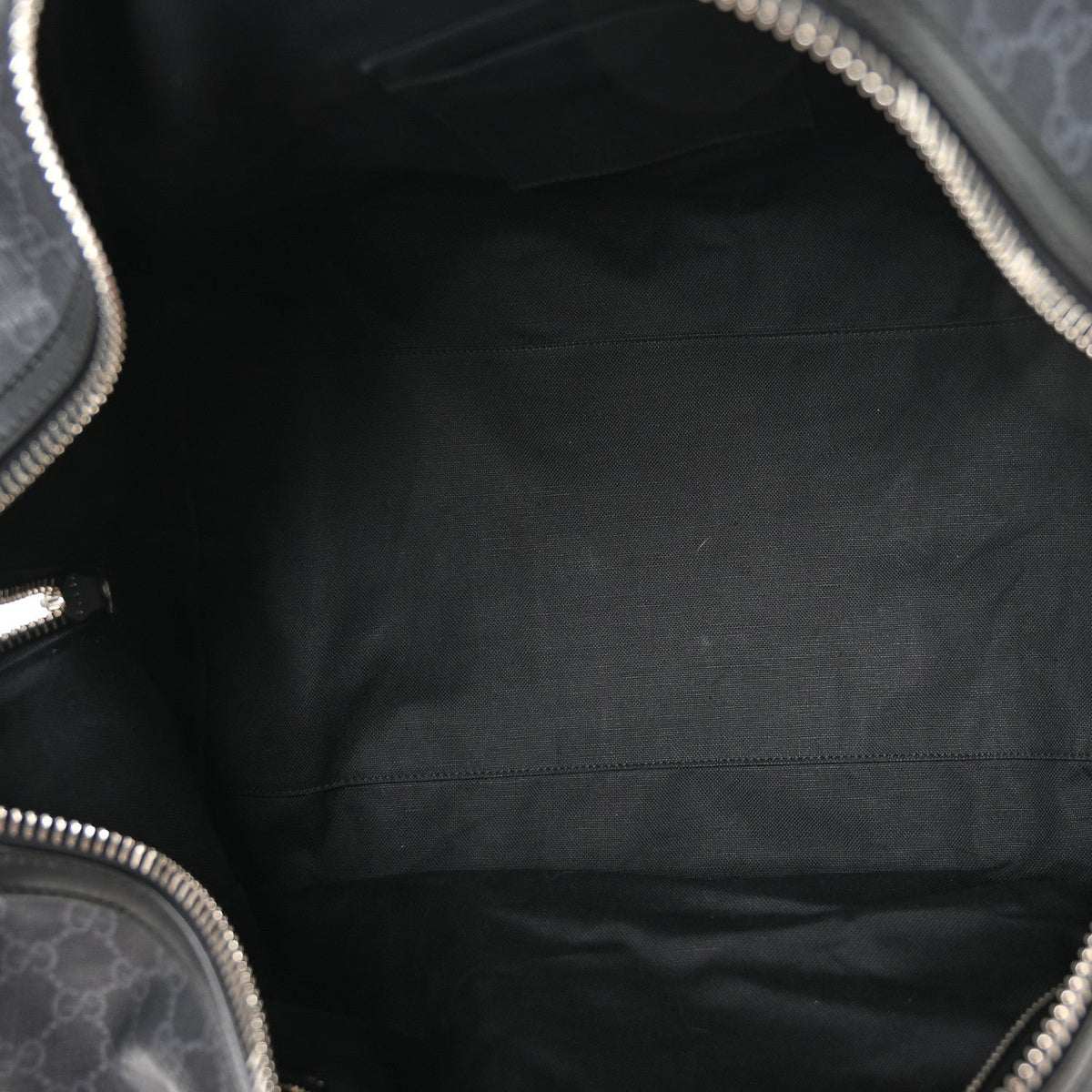 Soft GG Supreme Monogram Appia Calfskin Web Large Carry On Duffle Bag Black Grey