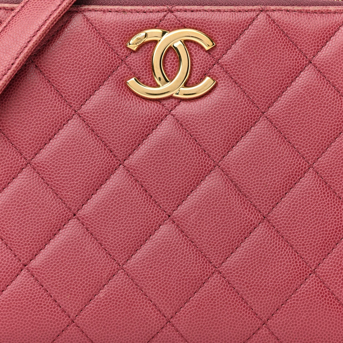 Caviar Quilted Medium Business Affinity Camera Case Dark Pink