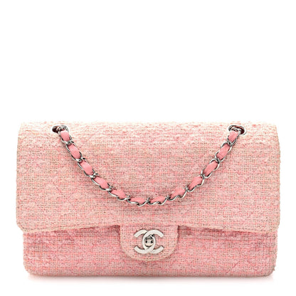 Tweed Medium Double Flap Pink