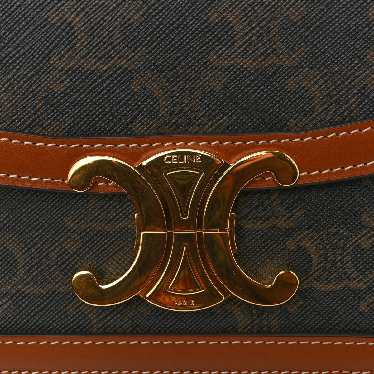 Calfskin Triomphe Canvas Teen Triomphe Bag Tan