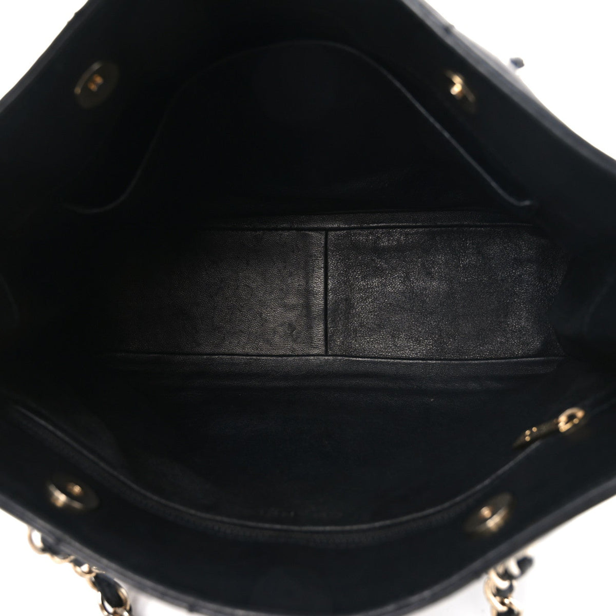 Calfskin Stitched Chocolate Bar Shopping Tote Black