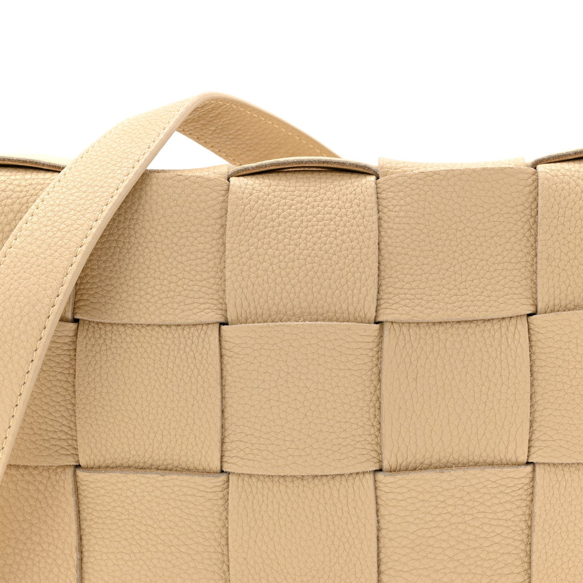 Grained Calfskin Maxi Intrecciato Cassette Crossbody Bag Porridge
