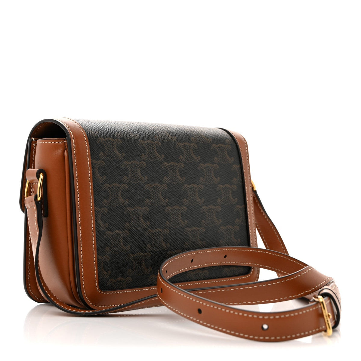 Calfskin Triomphe Canvas Teen Triomphe Bag Tan