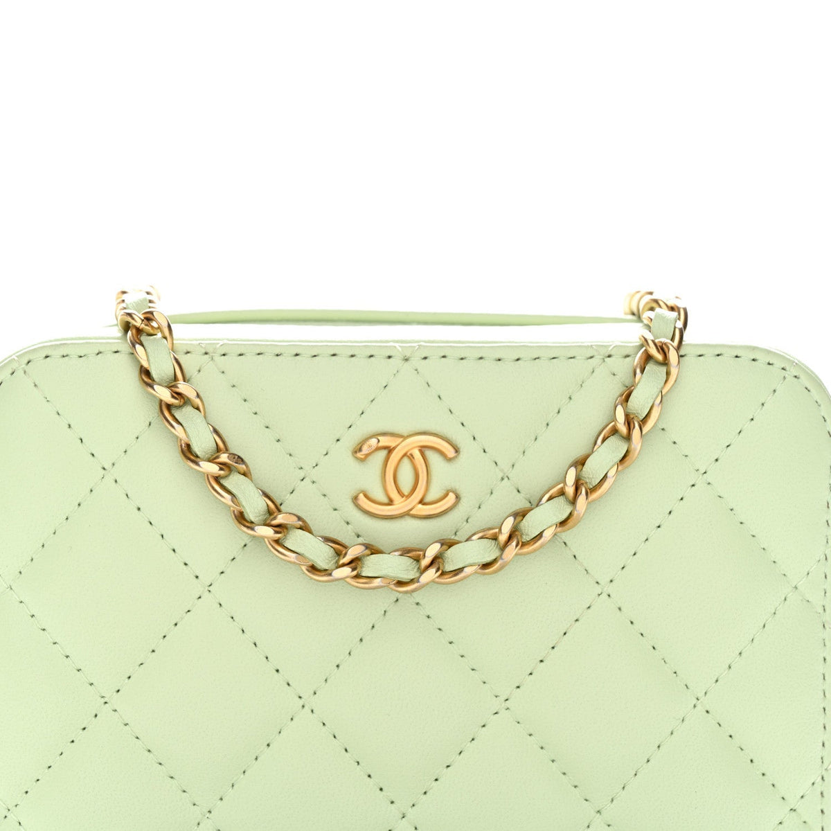 Lambskin Quilted CC Pearl Crush Camera Case Light Green
