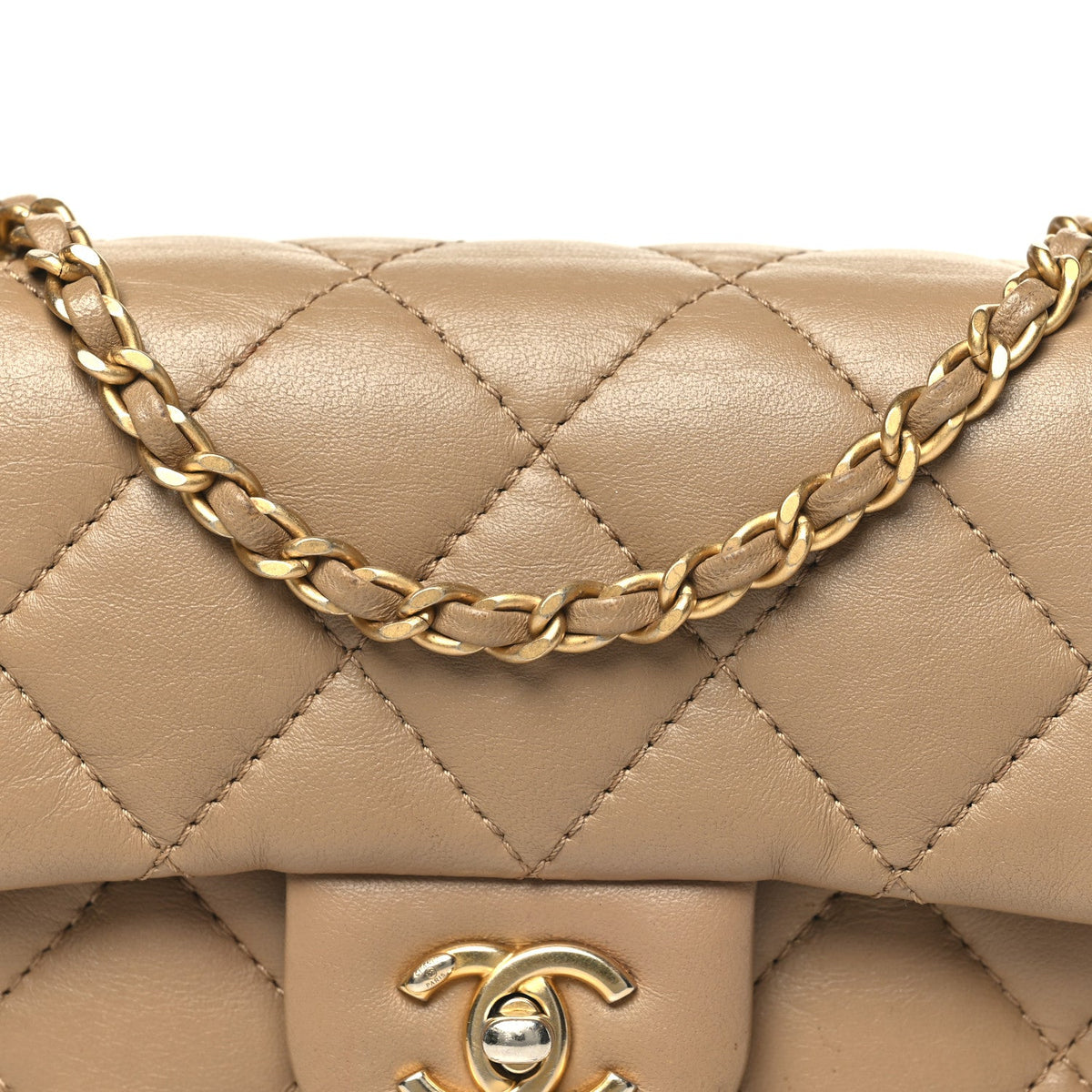 Lambskin Quilted Mini Heart Charms Flap Beige