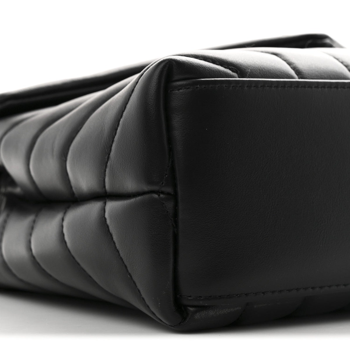 Calfskin Y Quilted Monogram Small Loulou Chain Satchel Black