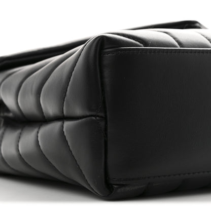 Calfskin Y Quilted Monogram Small Loulou Chain Satchel Black