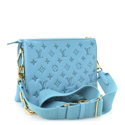 Lambskin Embossed Monogram Coussin PM Turquoise