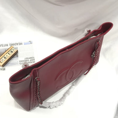 CHANEL RED LARGE LUXURY LIGNE SOFT CALFSKIN TOTE BAG