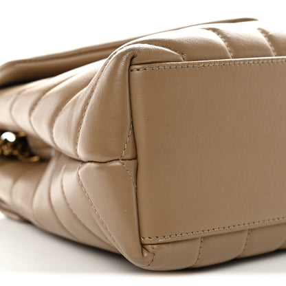 Calfskin Y Quilted Monogram Small Loulou Chain Satchel Dark Beige