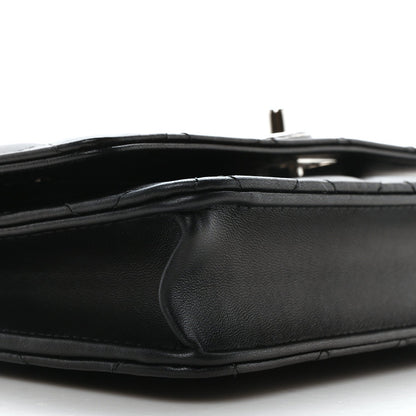 Lambskin Quilted Metal Top Handle Wallet On Chain WOC Black