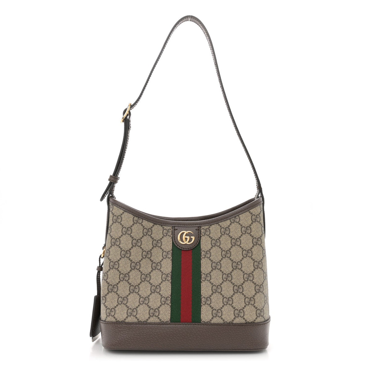 GG Supreme Monogram Textured Dollar Calfskin Web Small Ophidia Bucket Shoulder Bag Beige Ebony New Acero