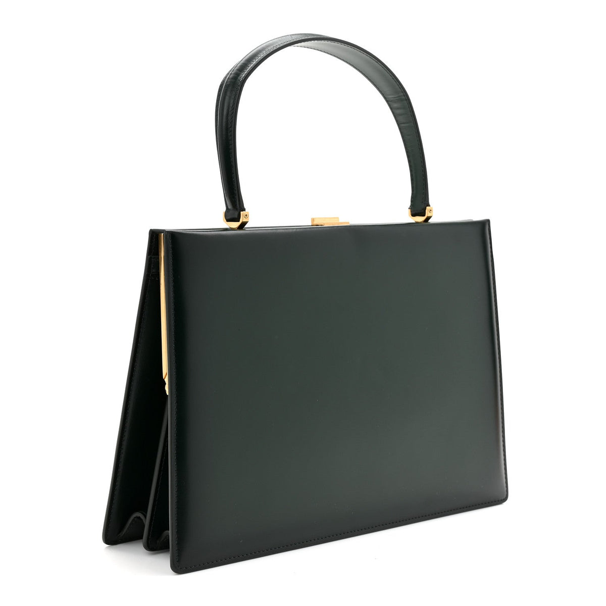 Patina Box Calfskin Medium Clasp Bag Dark Green