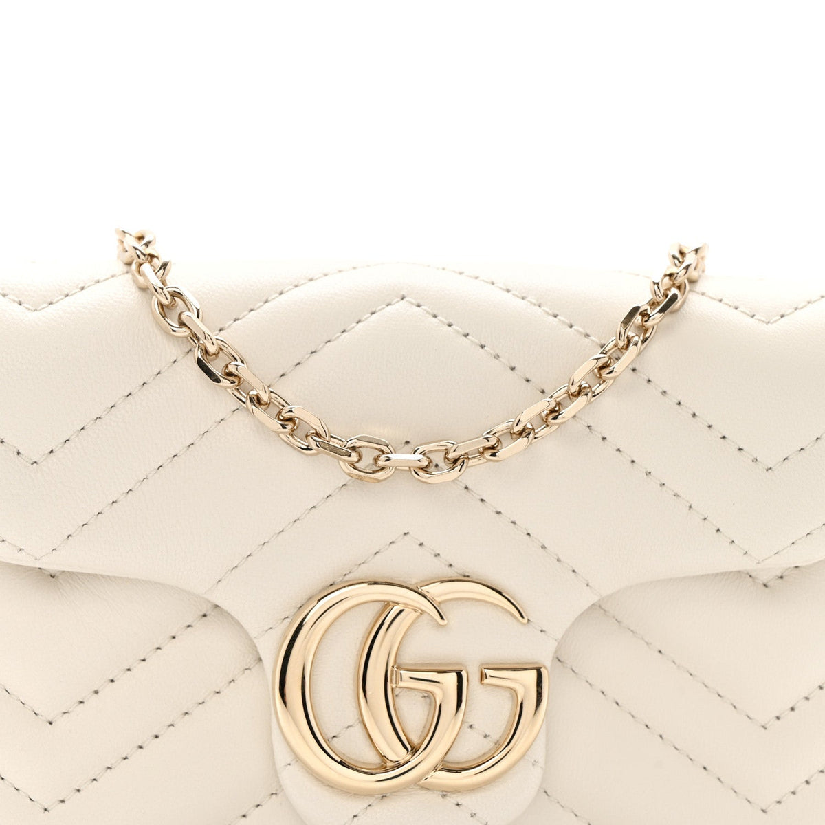 Lambskin Matelasse Mini GG Marmont Shoulder Bag White