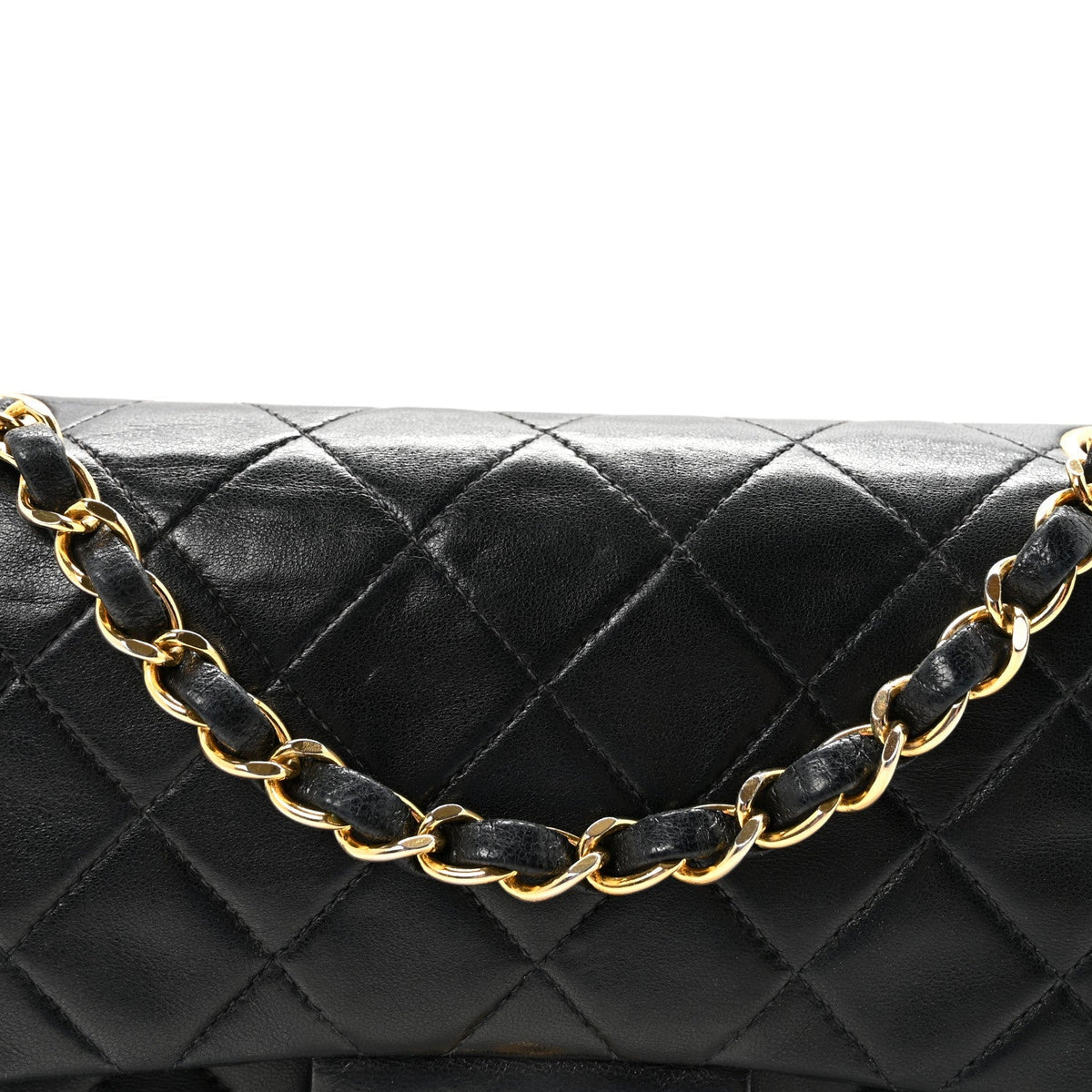 Lambskin Quilted Small Double Flap Black