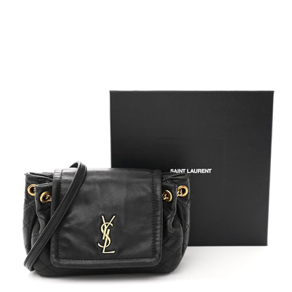 Lambskin Quilted Monogram Mini Nolita Black