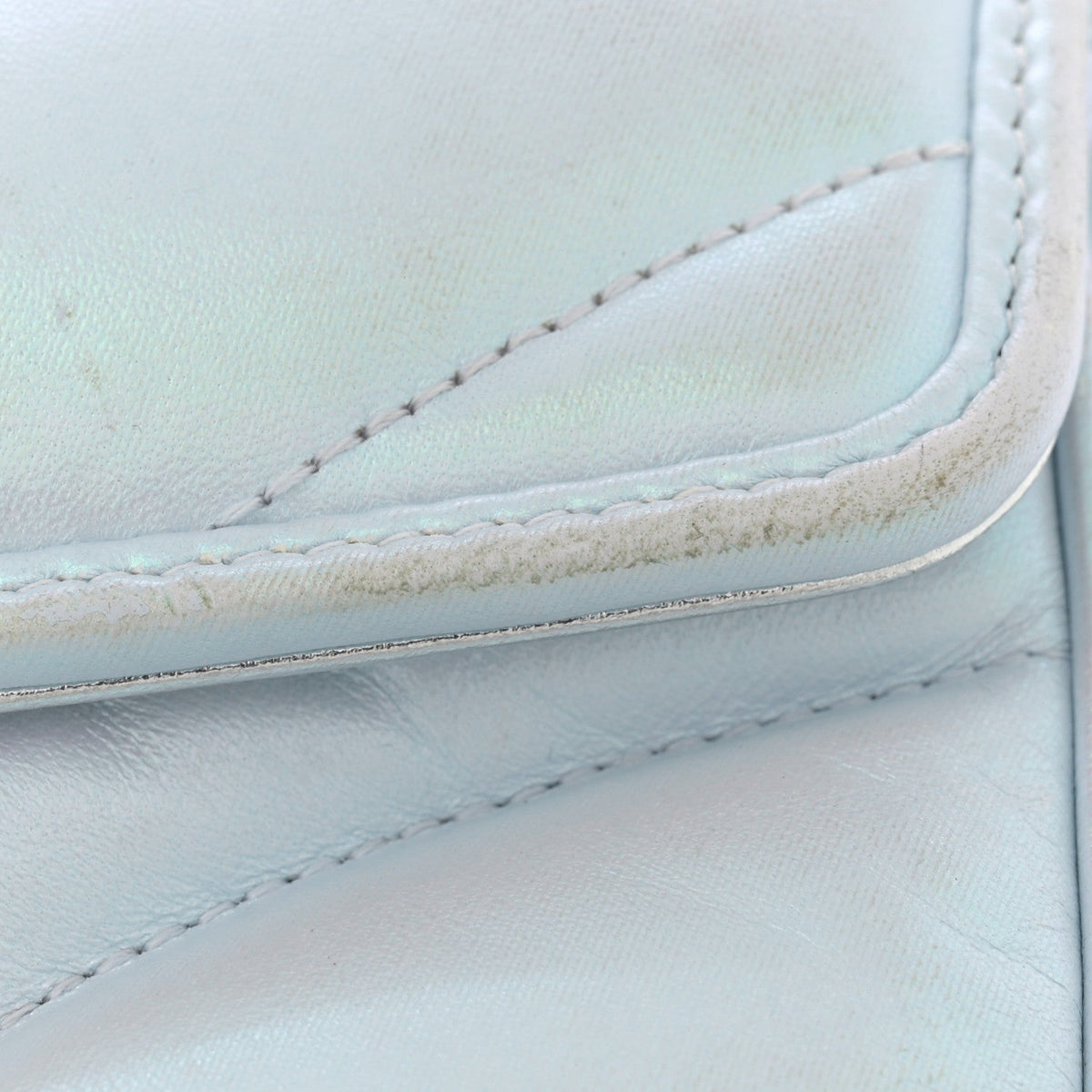 Iridescent Nappa Chevron Matelasse Small GG Marmont Shoulder Bag Iridescent Snow Light Blue