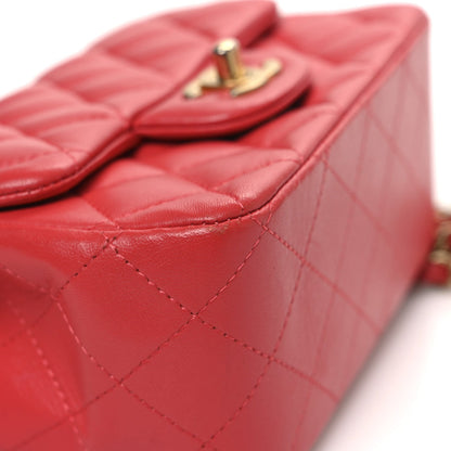 Lambskin Quilted Mini Square Flap Red
