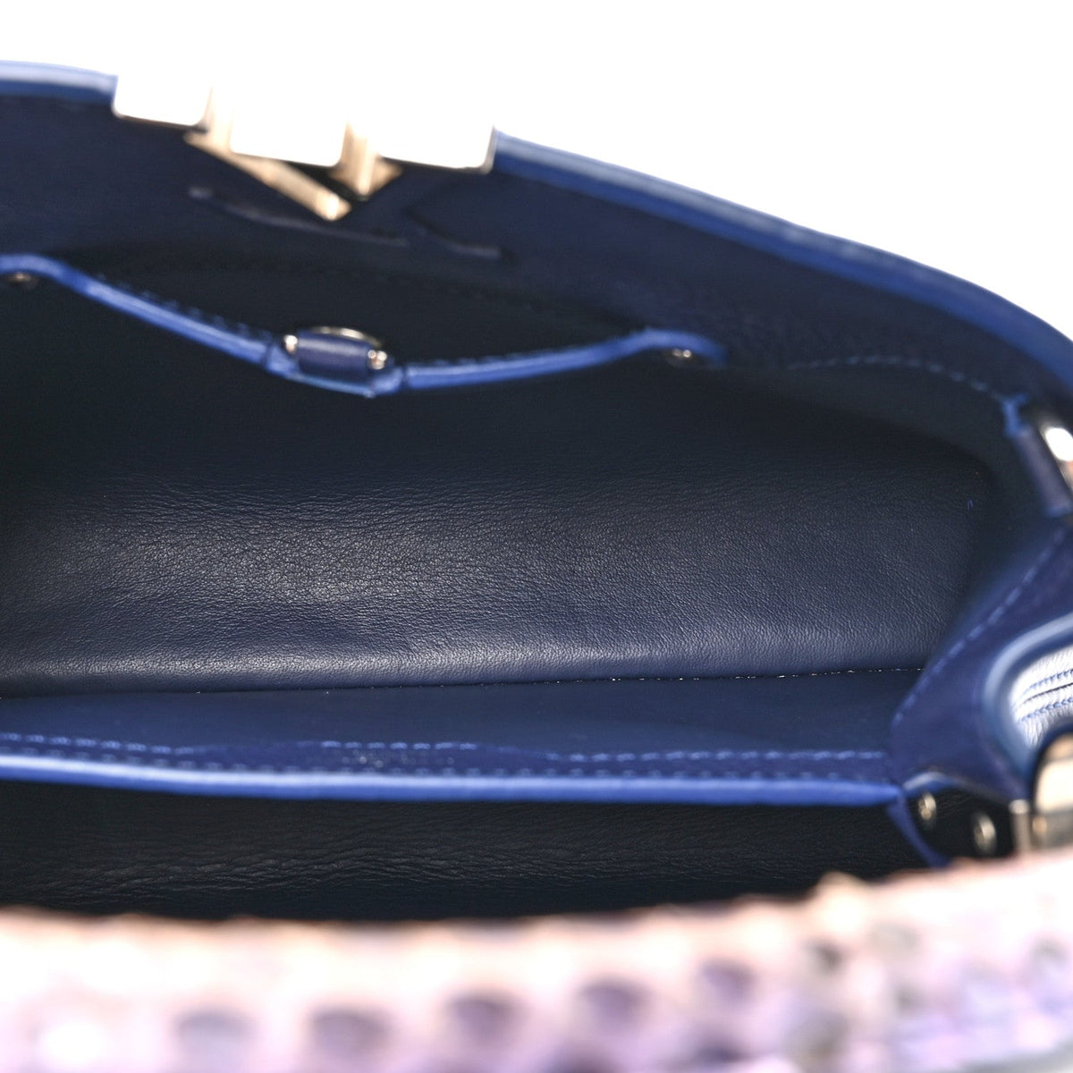Taurillon Snakeskin Capucines BB Dark Blue