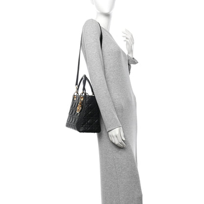 Lambskin Cannage Medium Lady Dior Black