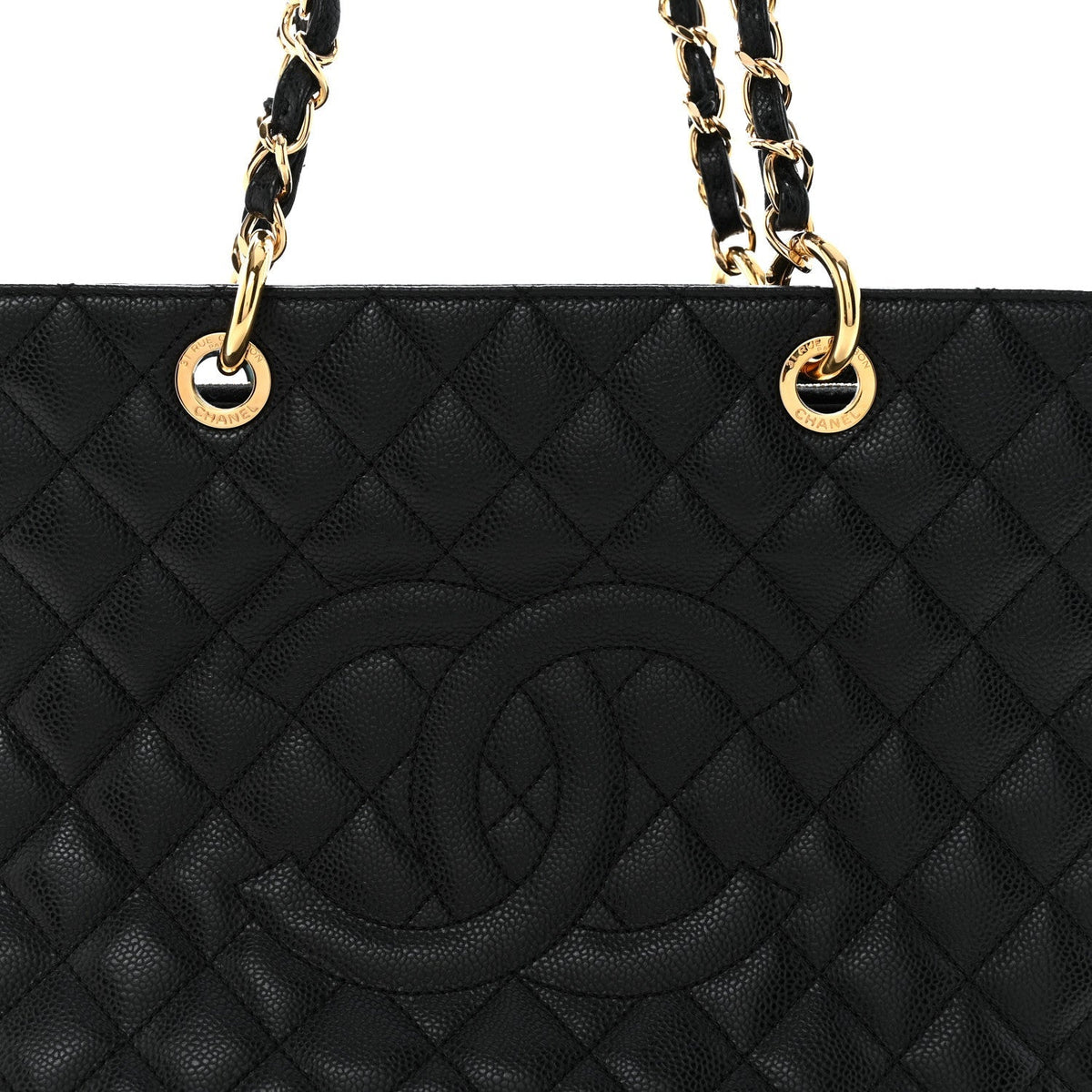 Caviar Quilted Grand Shopping Tote GST Black