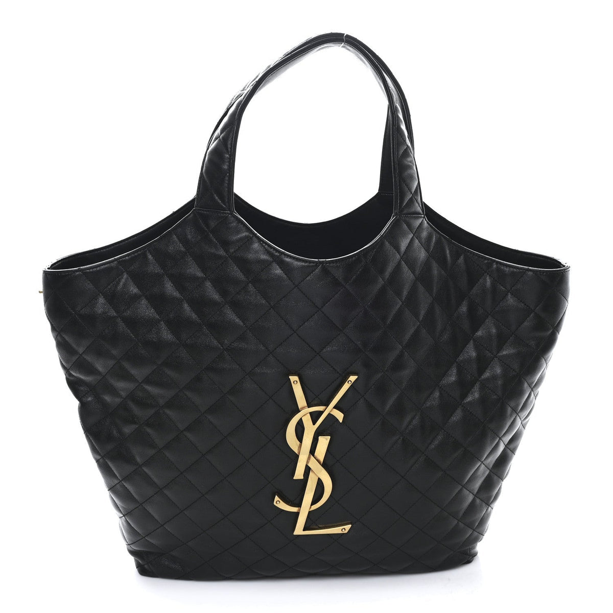 Lambskin Quilted Maxi Icare Shopping Tote Black