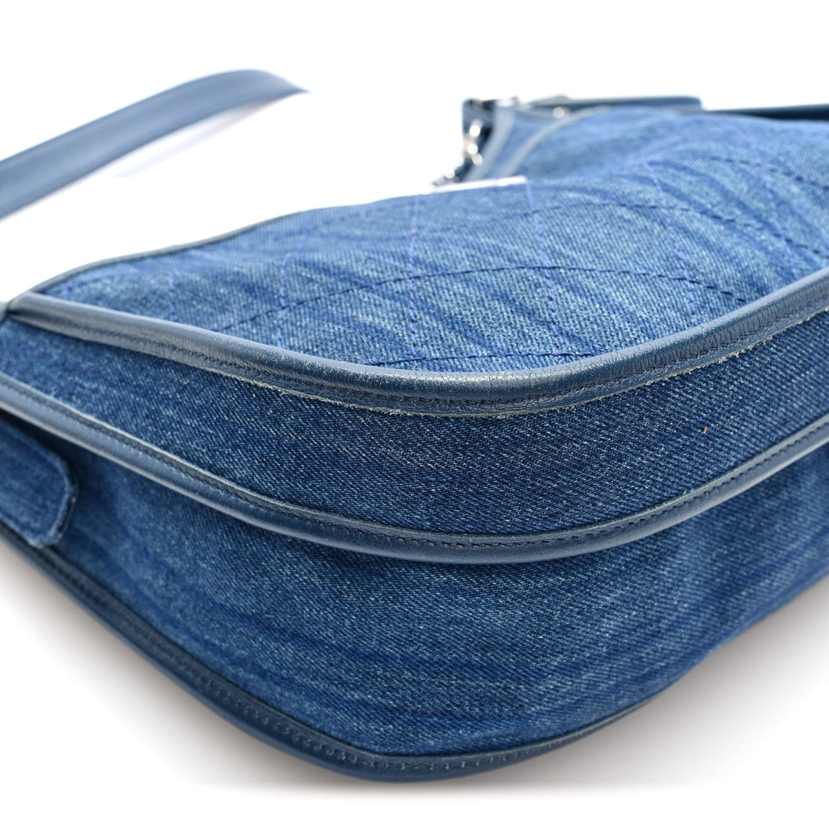 Denim Quilted Jungle Stroll Hobo Bag Blue