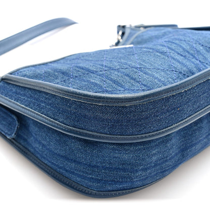 Denim Quilted Jungle Stroll Hobo Bag Blue