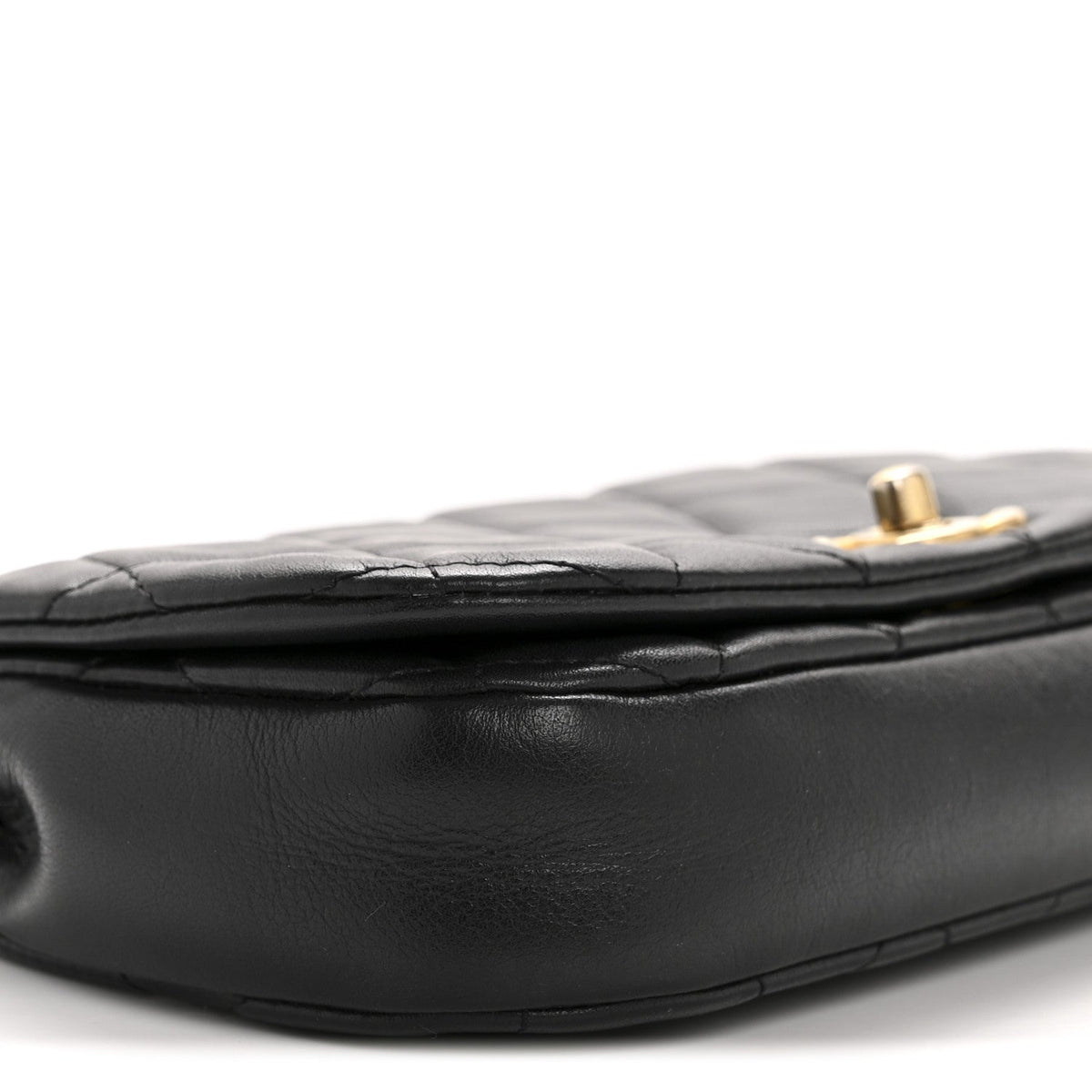 Calfskin Quilted Coco Mail Clutch With Chain Black