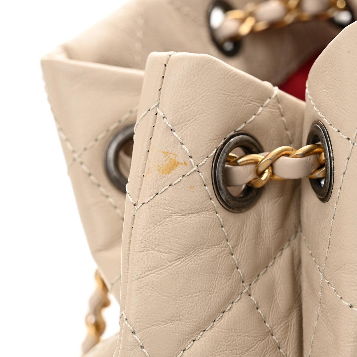 Aged Calfskin Quilted Small Gabrielle Backpack Beige