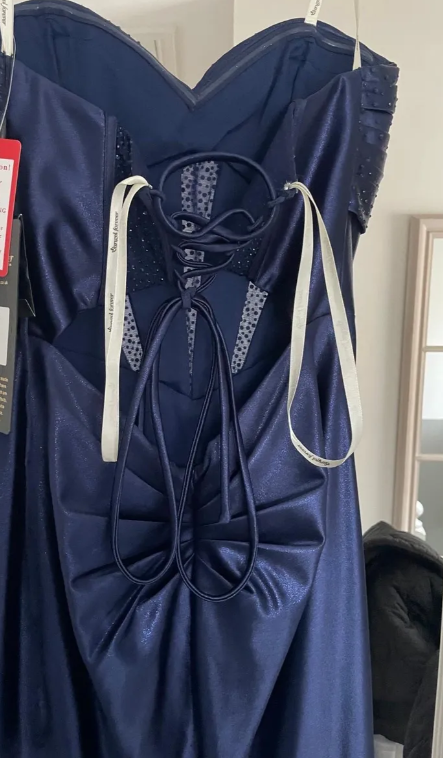 Elegant Prom Dress Navy Blue Sweetheart Pleated Long Evening Dress Party Outfits Gala Gown     D5010