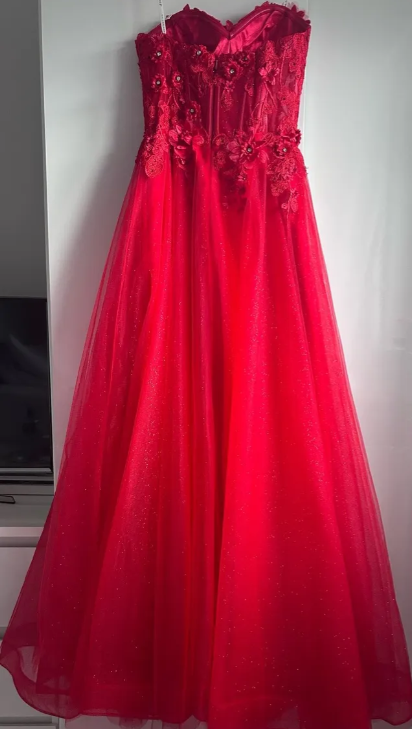 Beauty Prom Dress Red Sweetheart Pleated Tulle Long Gala Gown Evening Dress Party Outfits      D5012