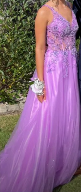 Morden Prom Dress A Line Purple Spaghetti Straps Pleated Tulle Long Gala Gown Evening Dress Party Outfits      D5016