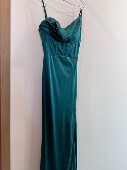 Elegant Prom Dress Spaghetti Straps Sheath Slit Mermaid Gala Gown Evening Dress Party Outfits      D5031