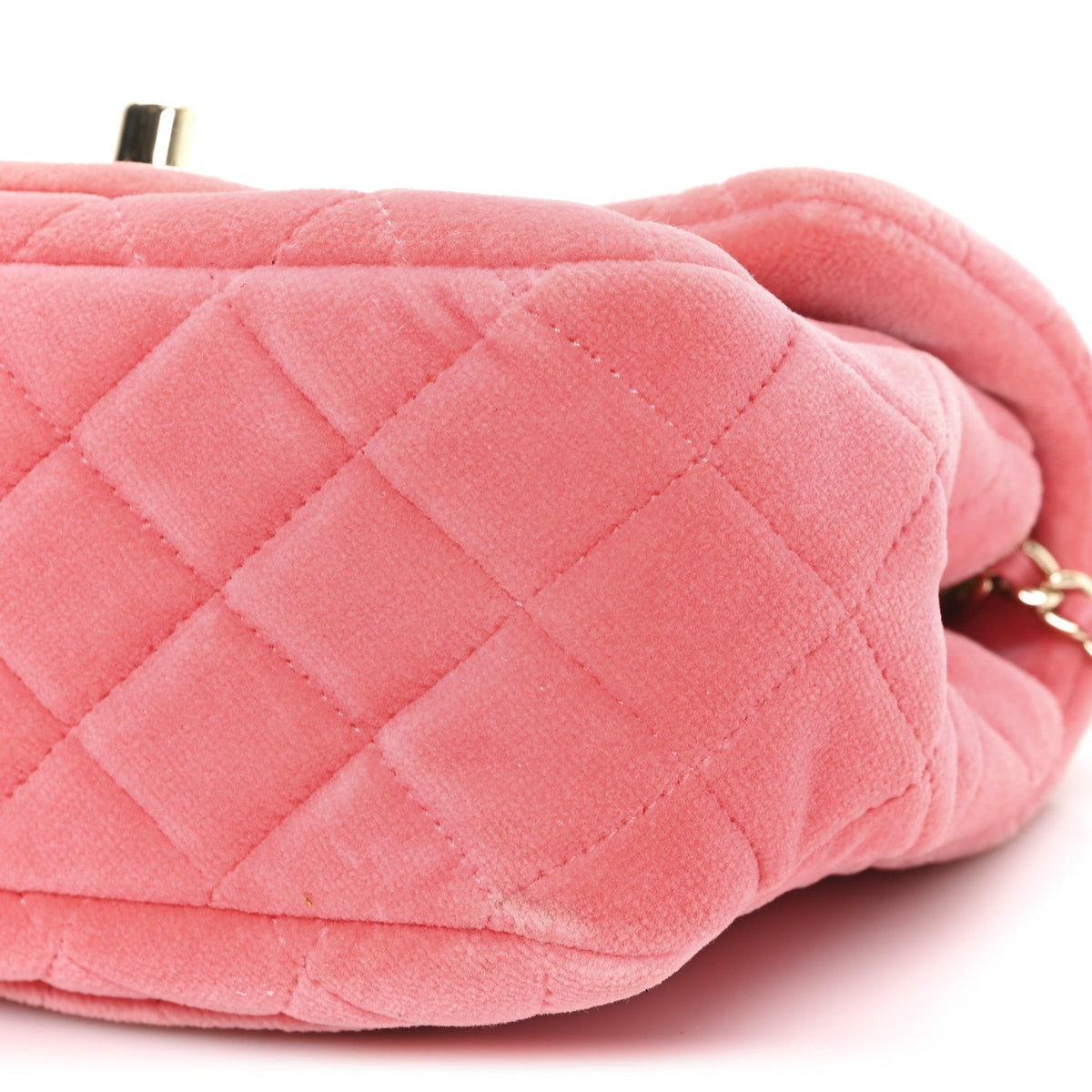 Velvet Quilted Mini Square Pearl Crush Flap Coral