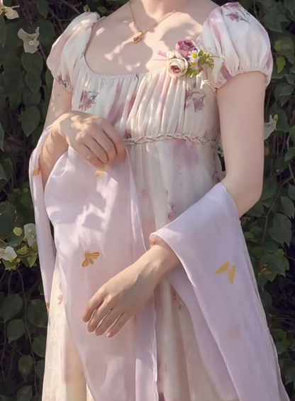 Charming Imperial Prom Dress Crew Neck Pleated Print Gala Gown Evening Dress Party Outfits      D5057