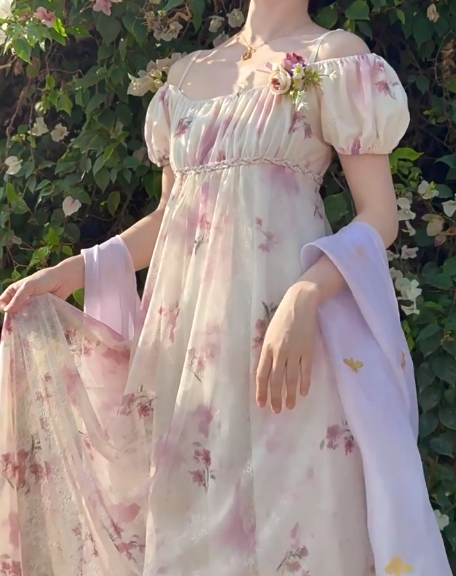Charming Imperial Prom Dress Crew Neck Pleated Print Gala Gown Evening Dress Party Outfits      D5057