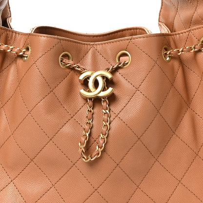 Caviar Quilted Small Chanel 25 Handbag Brown
