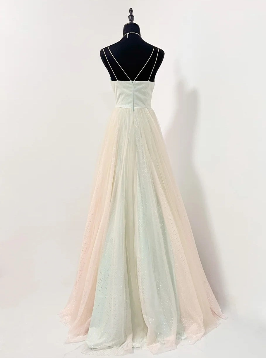 Stunning Prom Dress Spaghetti Straps Pleated Tulle Formal Gown Evening Dress Gala Dress     D5068