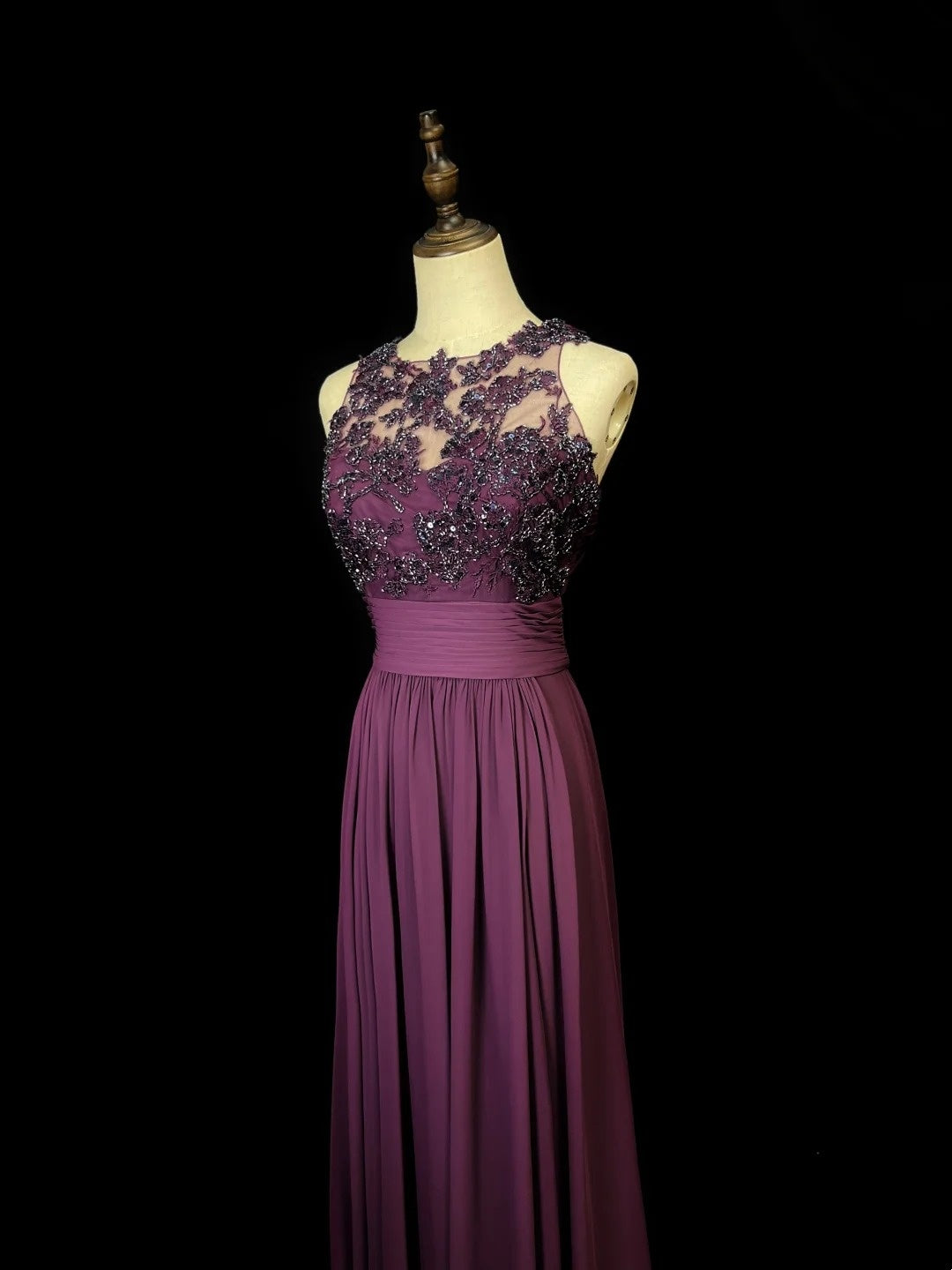 Elegant Prom Dress Crew Neck Pleated Backless Formal Gown Evening Dress Gala Dress     D5069