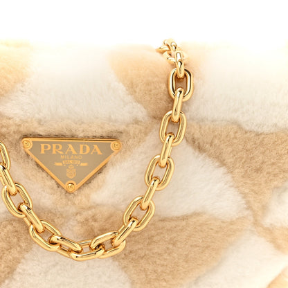 Shearling Symbole Mini Triangle Bag Ecru White