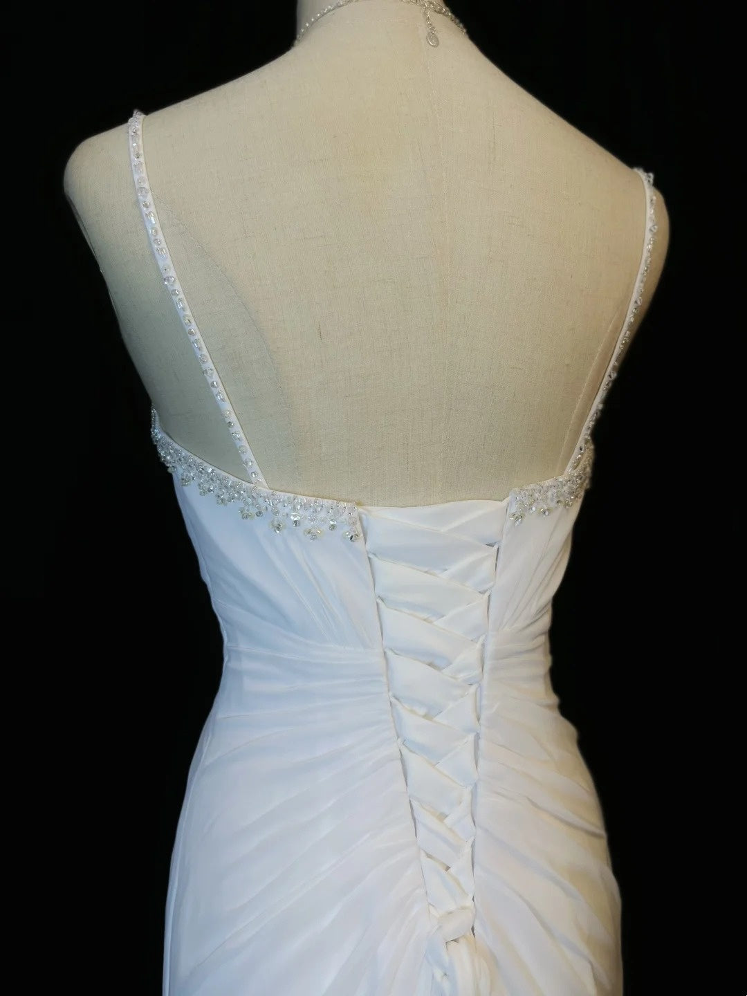 Elegant Prom Dress White Spaghetti Straps Pleated Formal Gown Evening Dress Gala Dress     D5070